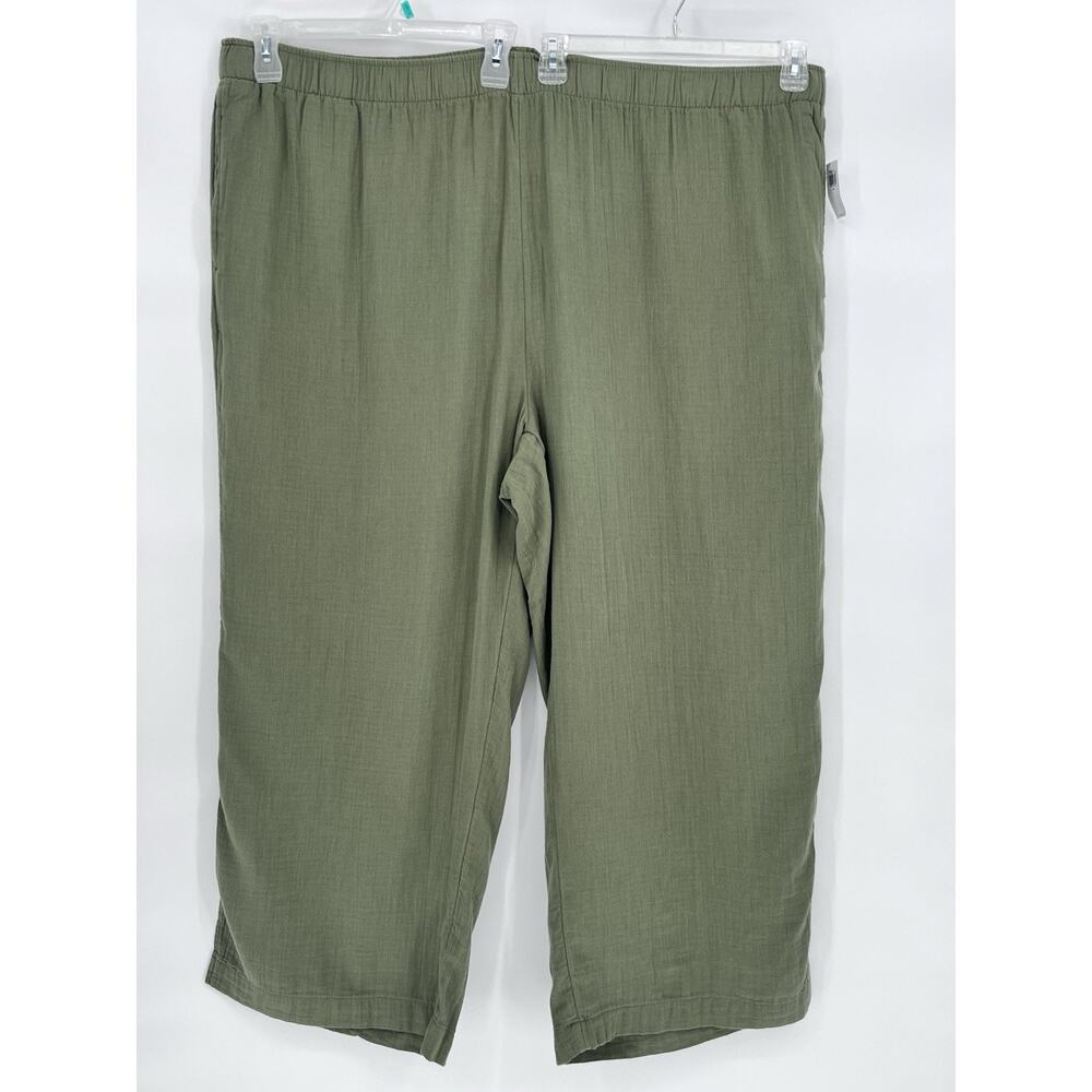 Old‎ Navy High-Waisted Crinkle Gauze Super Wide-Leg Pants Size 4X Olive Green